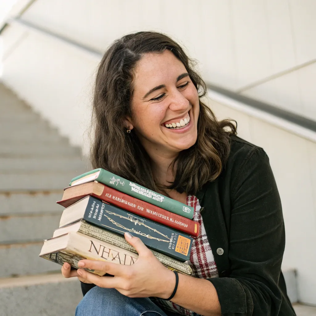 Smiling woman with books